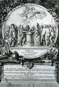 Het huwelijk van prinses Frederica van Pruisen met Willem V, Prins van Oranje, 1767 door Daniel Nikolaus Chodowiecki